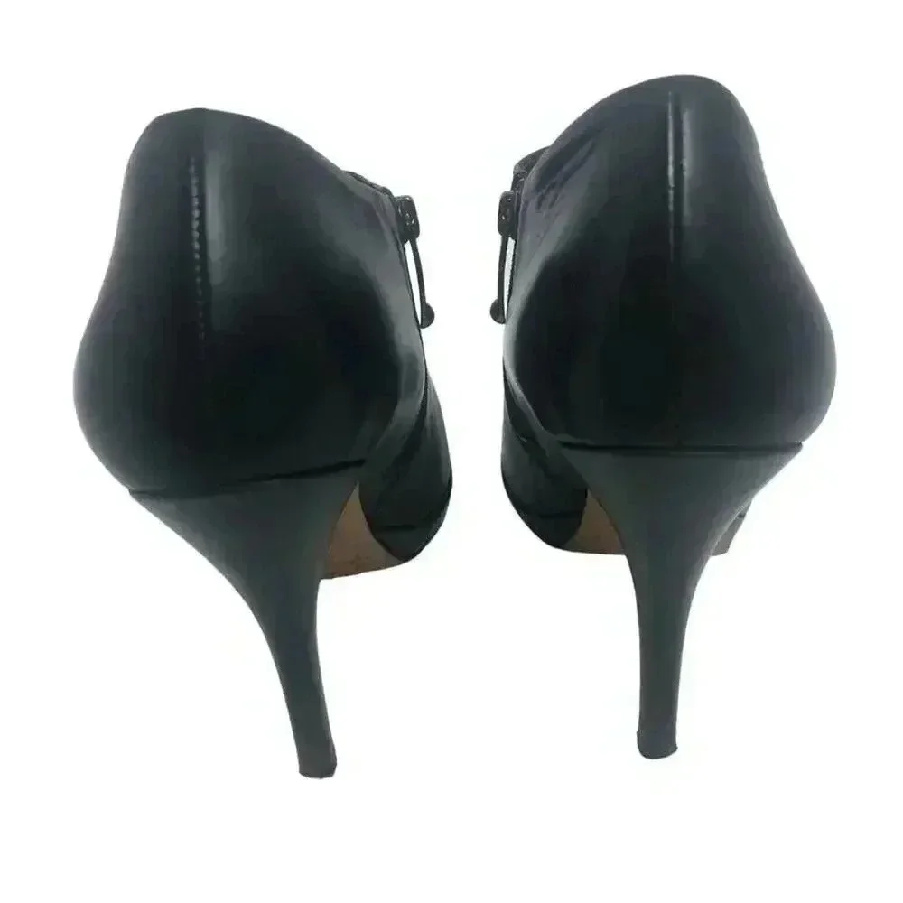 Via Spiga Stiletto Black Leather Heels Stilettos Pumps Boots Women's Size 7